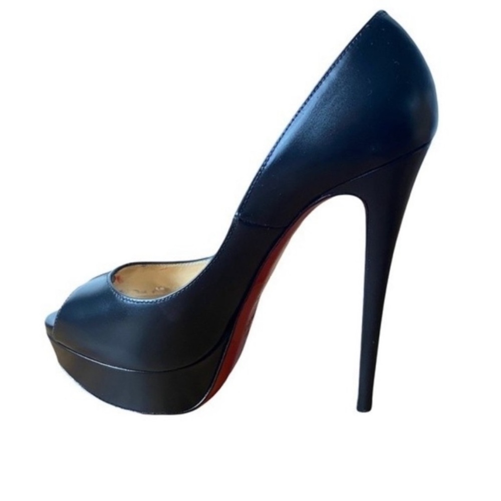 Christian Louboutin Black Lady Peep Heels Platform Peep Toe Stilettos Size 8 - Picture 4 of 16